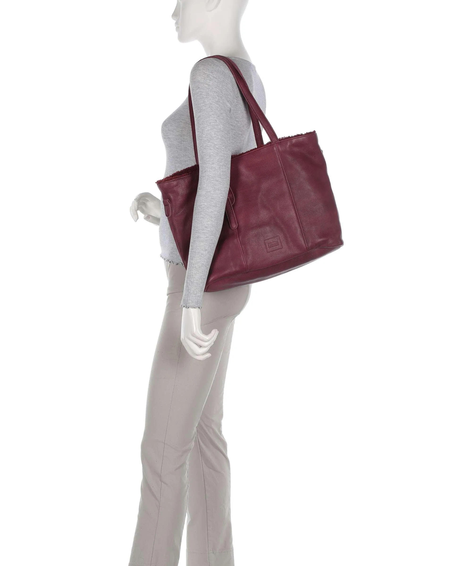  FredsBruder Inside Out Borsa shopper pelle granulata rosso scuro  