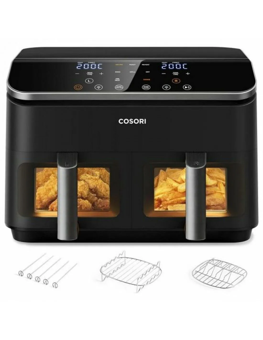 Friggitrice ad Aria Cosori Dual Basket 8.5 Chef Edition Nero 8,5 L