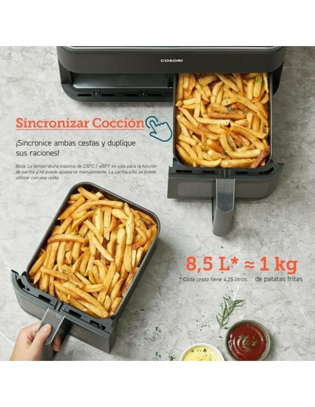 Friggitrice ad Aria Cosori Dual Basket 8.5 Chef Edition Nero 8,5 L
