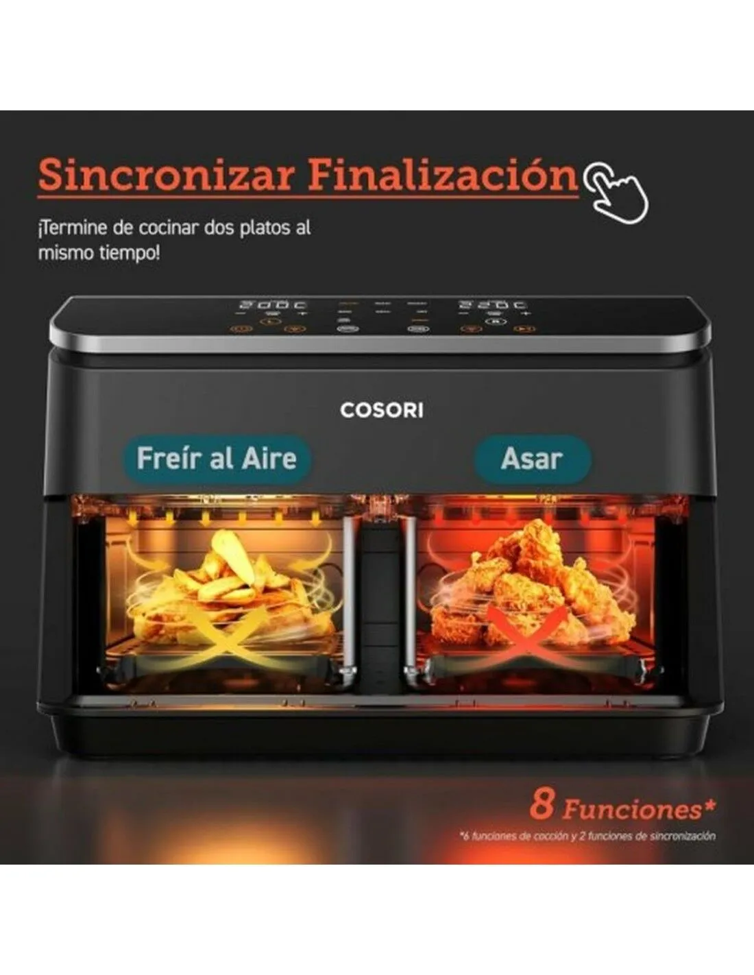 Friggitrice ad Aria Cosori Dual Basket 8.5 Chef Edition Nero 8,5 L
