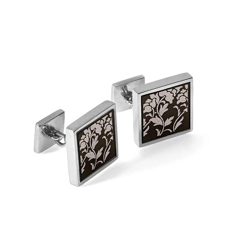 Gemelli in argento con onice nero dipinto Comete Gioielli