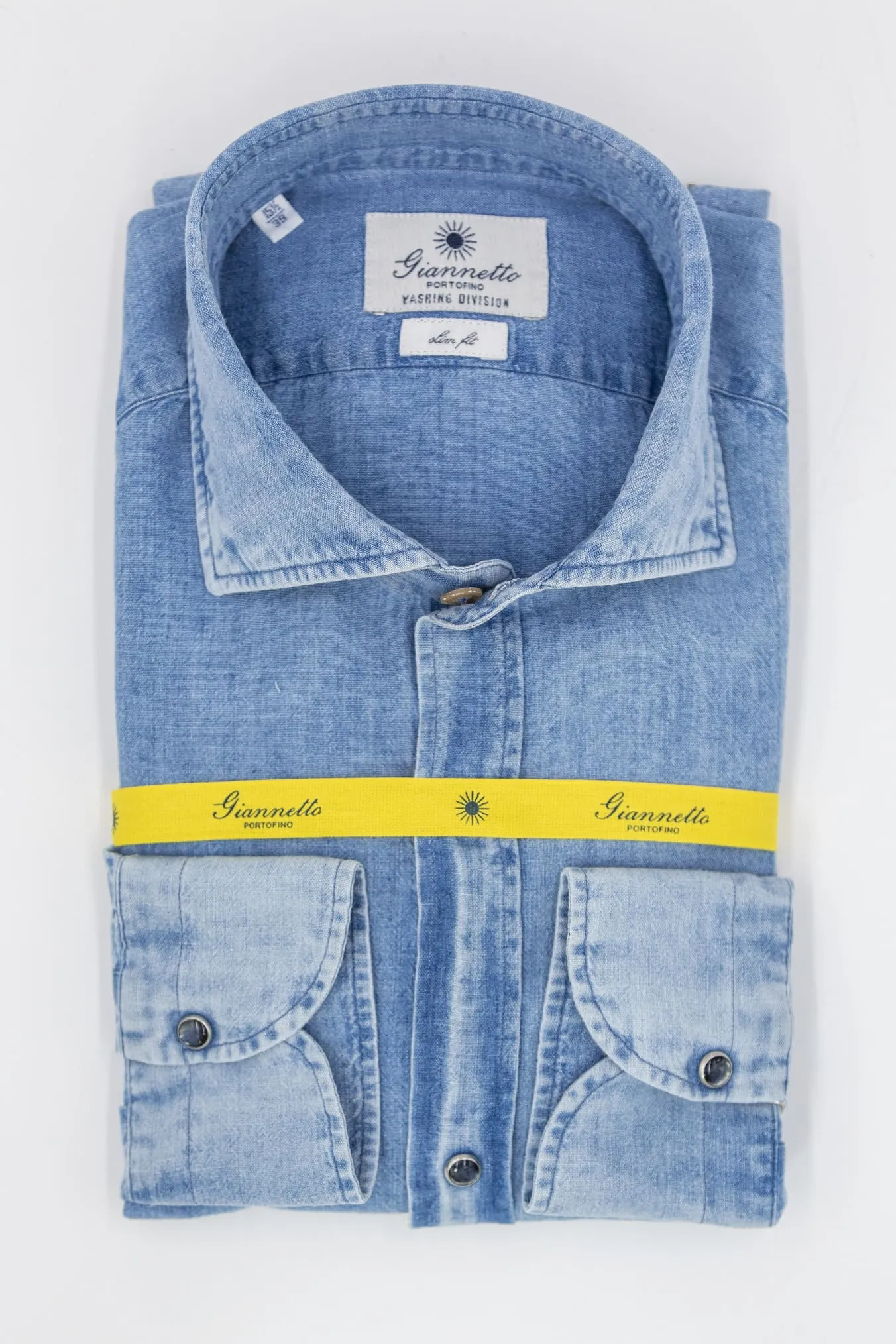 GIANNETTO PORTOFINO Camicia Denim Lino Cotone COMFORT FIT