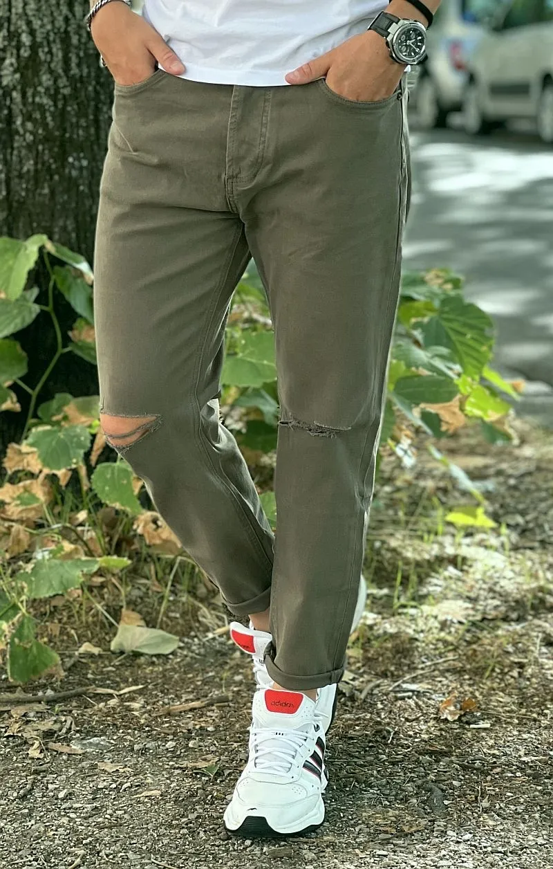 GIANNI LUPO Cooper Jeans Taglio al Ginocchio - Military