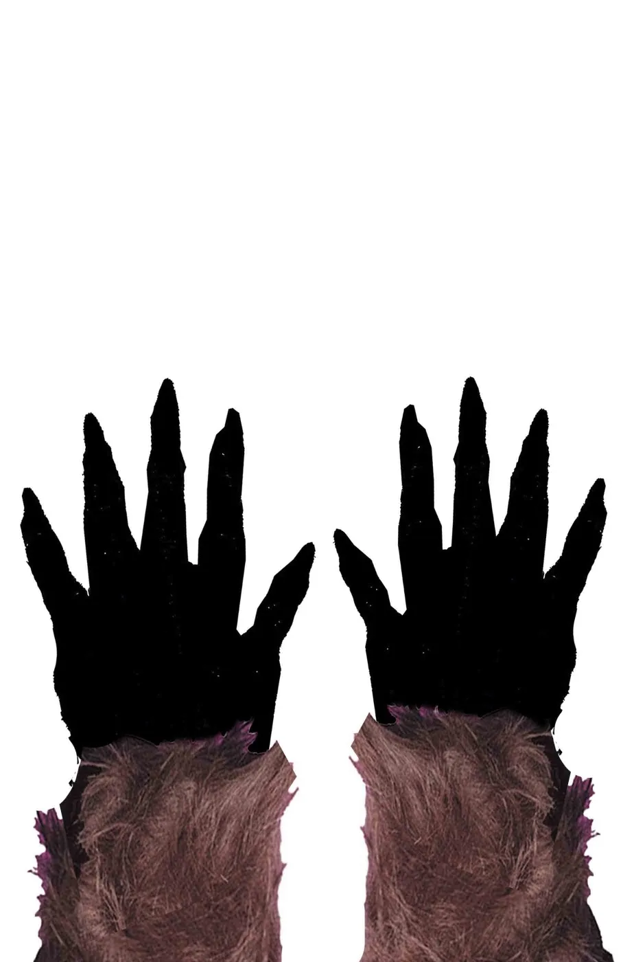 Guanti adulto lupo o creatura halloween marroni con pelo adulto