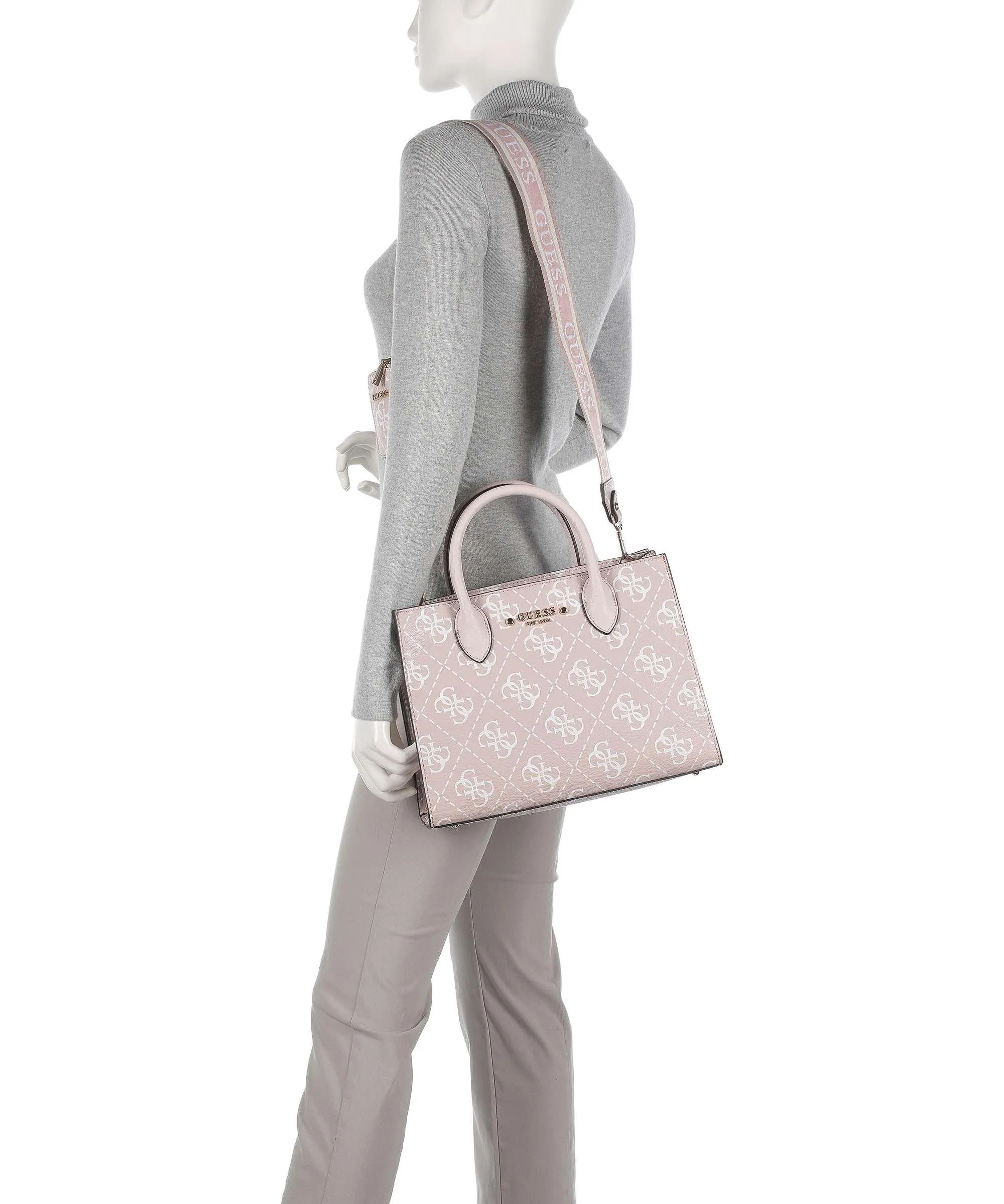  Guess Rea Borsa a mano pelle sintetica rosa antico  