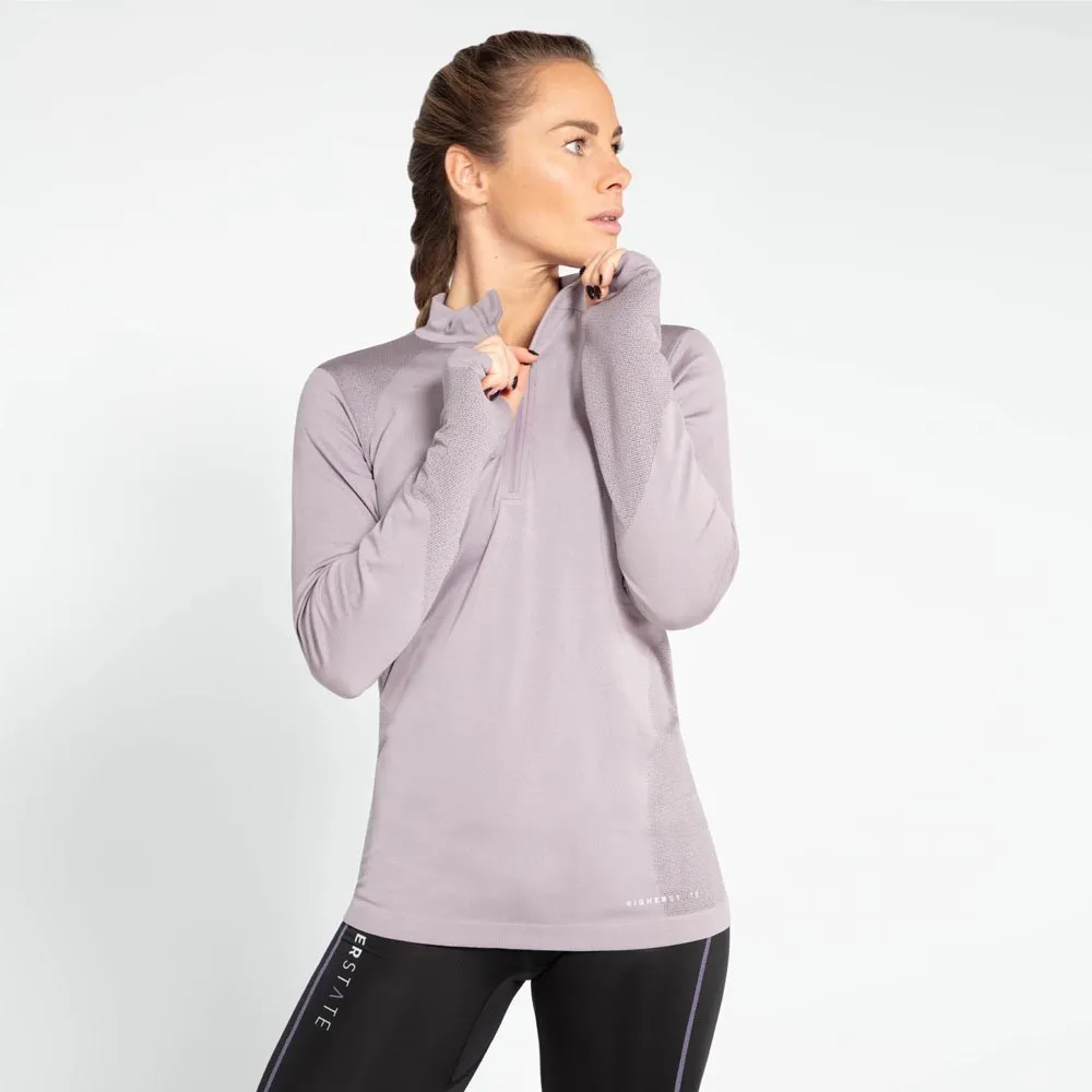 Higher State Seamfree per donna Manica lunga Maglia con mezza cerniera