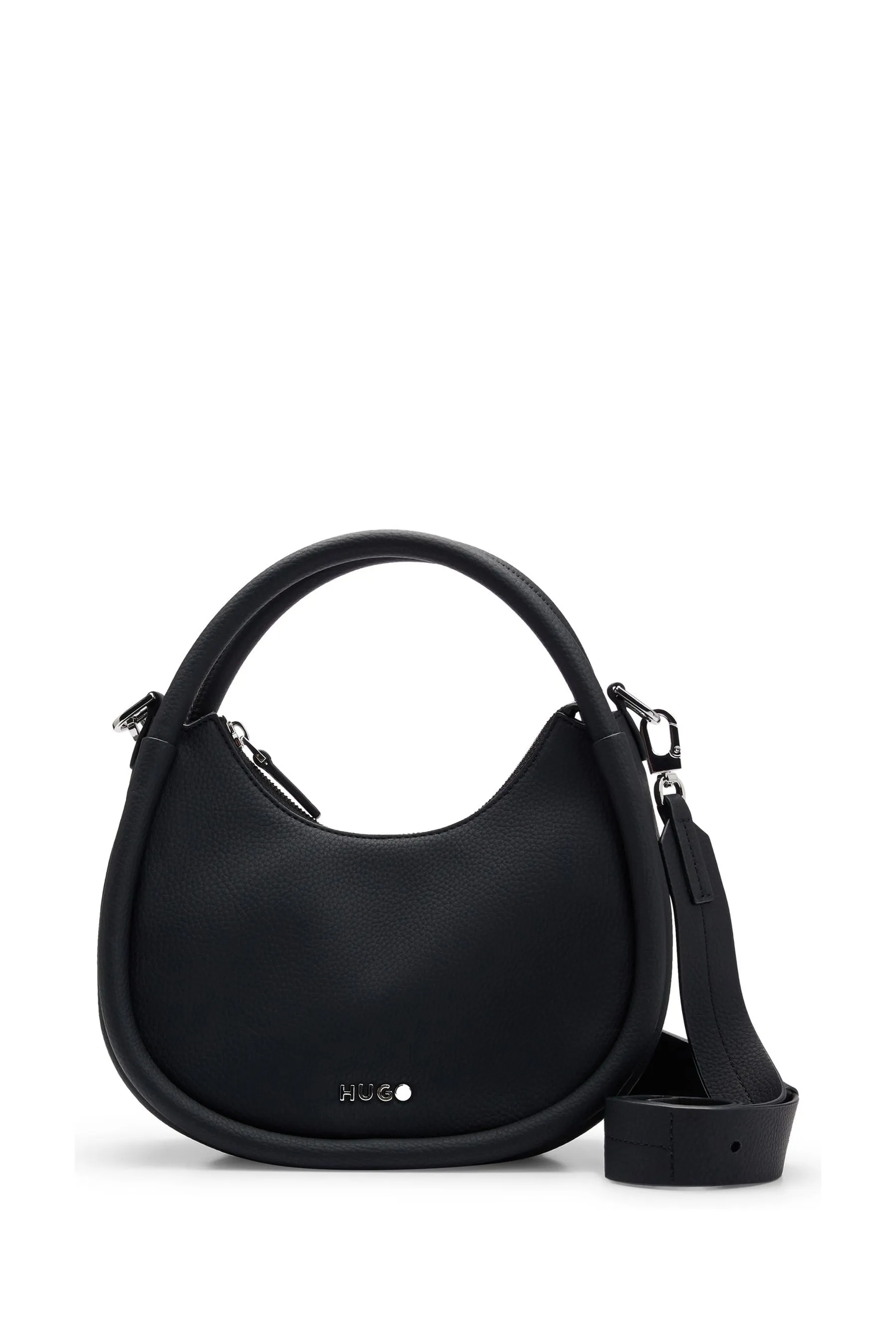 HUGO - Nero a tracolla in pelle sintetica - Borsa con lettering con logo