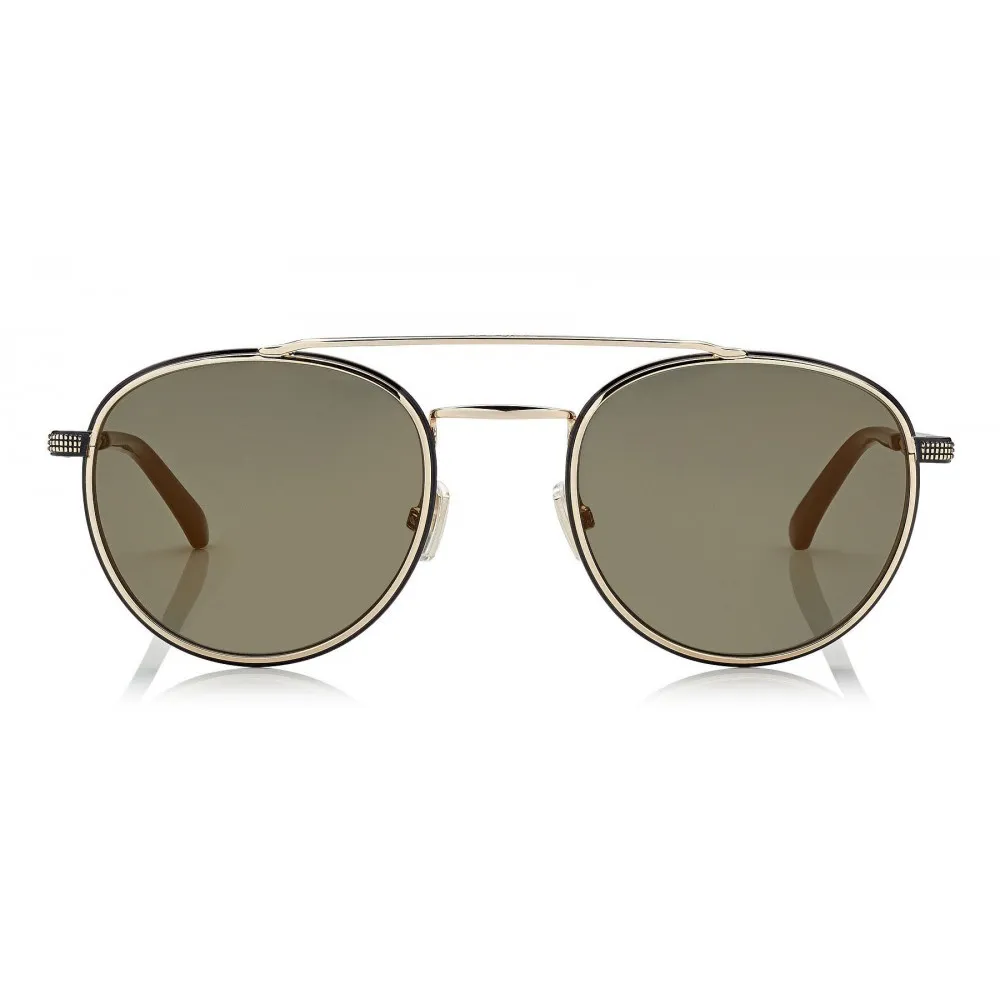 Jimmy Choo - Dave - Occhiali da Sole Aviator Aviator in Metallo Nero e Oro con Lenti a Specchio - Jimmy Choo Eyewear