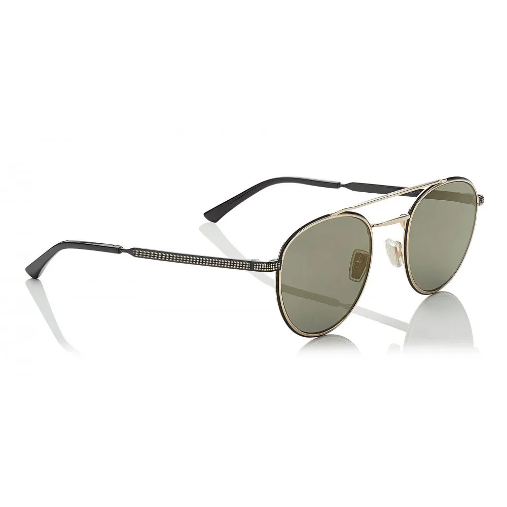 Jimmy Choo - Dave - Occhiali da Sole Aviator Aviator in Metallo Nero e Oro con Lenti a Specchio - Jimmy Choo Eyewear