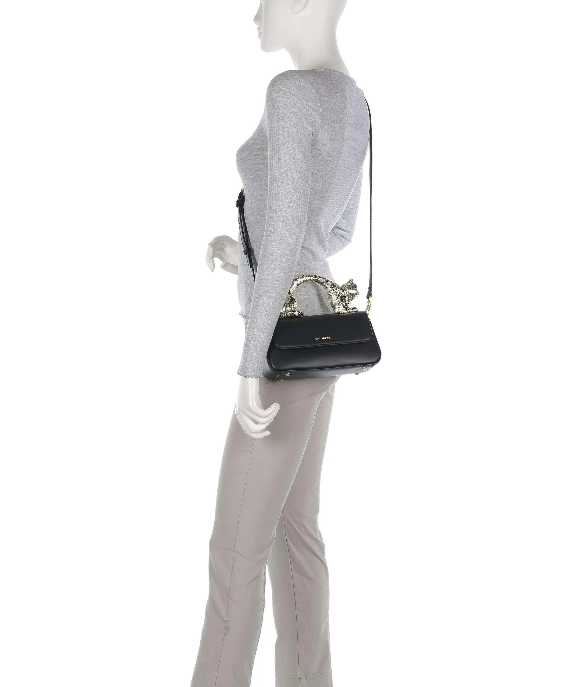  Karl Lagerfeld K/Ikonik 2.0 Borsa a tracolla pelle di vacchetta finemente grana nero  