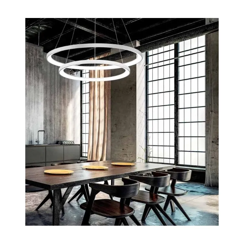 Krizia S/2 doppio cerchio lampada a sospensione montatura in alluminio Led 38W + 50W 3000K