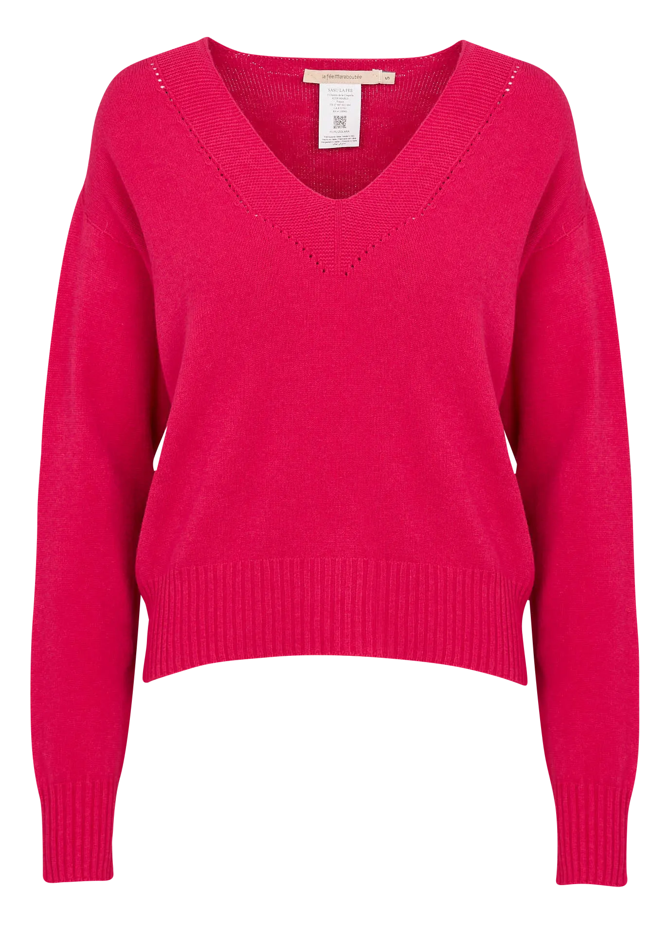  LA FEE MARABOUTEE   Maglione ampio scollo a V in filato misto | Rosa