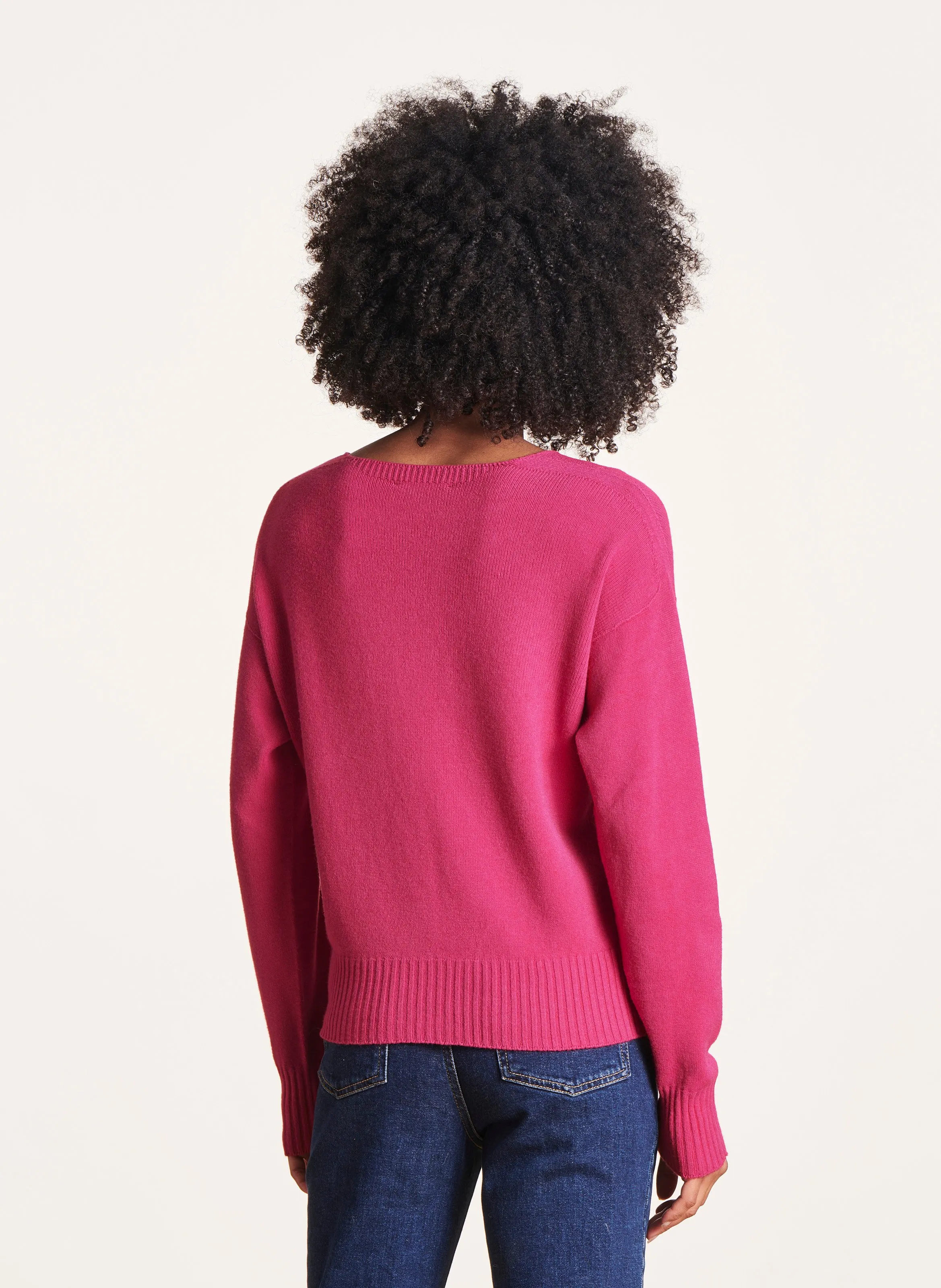 LA FEE MARABOUTEE   Maglione ampio scollo a V in filato misto | Rosa