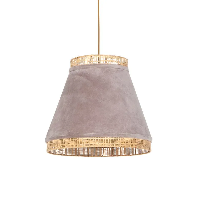 Lampada a sospensione Country in velluto beige con canna 45 cm - Frills Can