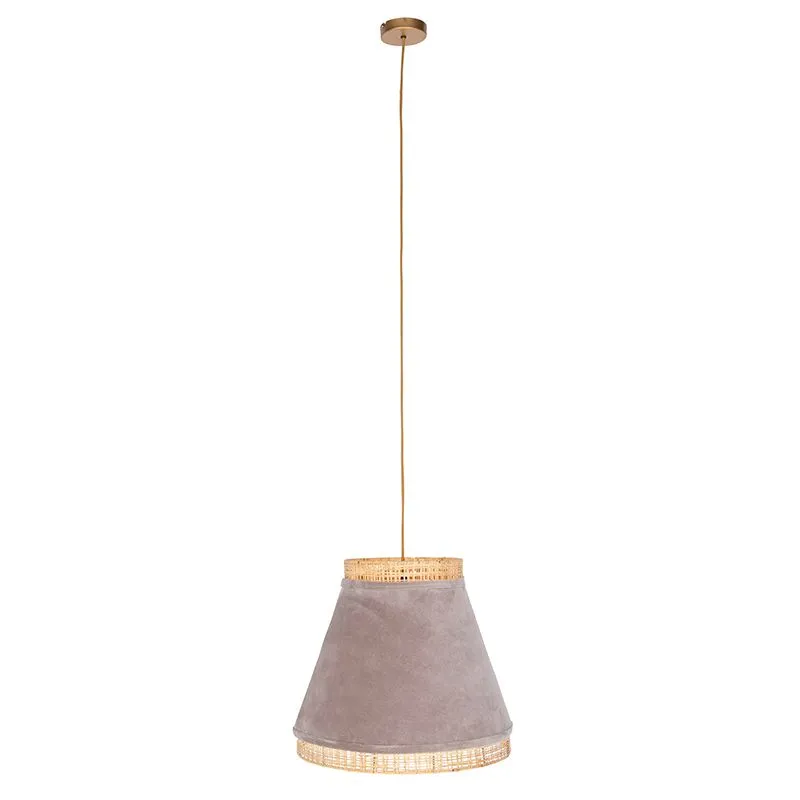 Lampada a sospensione Country in velluto beige con canna 45 cm - Frills Can