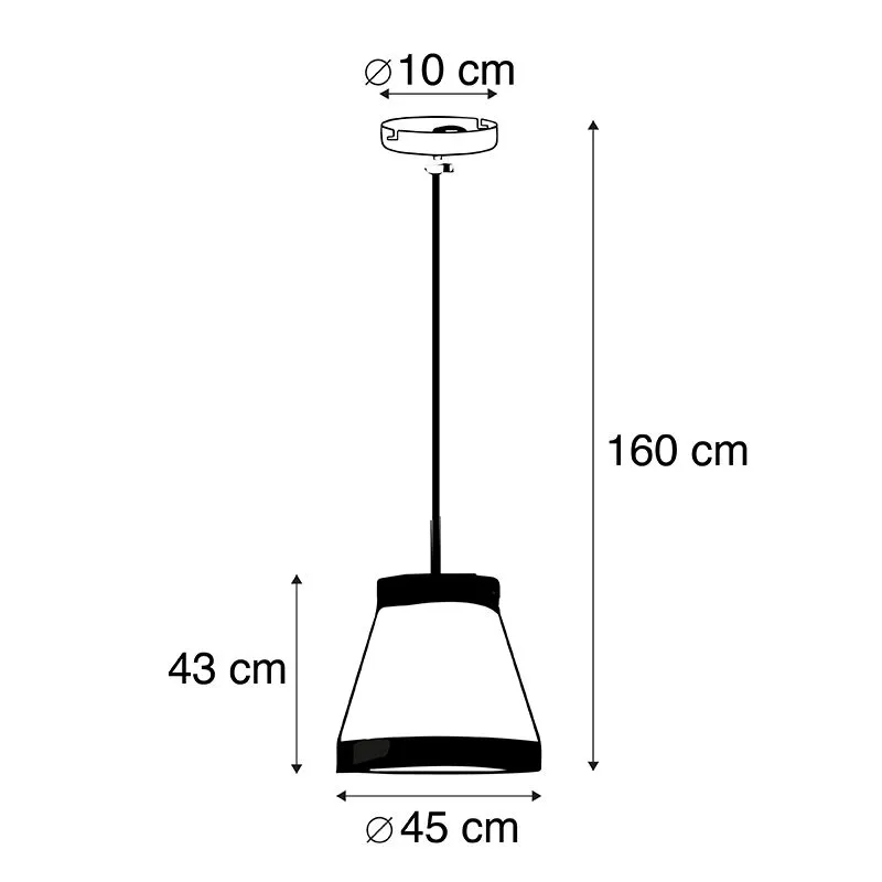 Lampada a sospensione Country in velluto beige con canna 45 cm - Frills Can