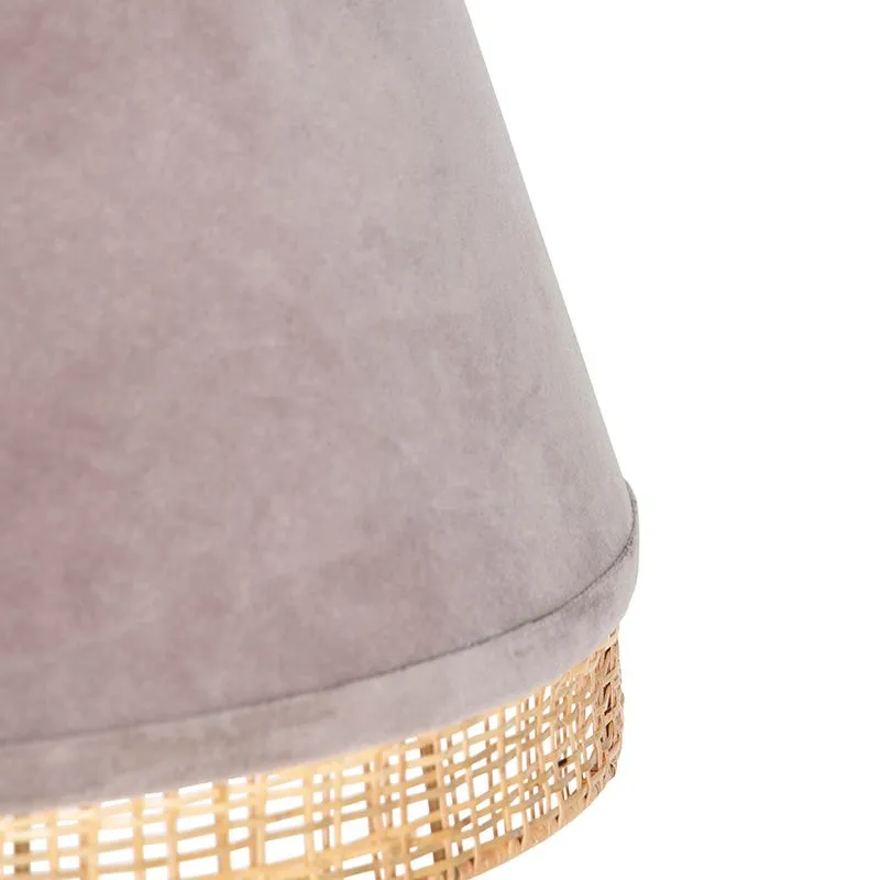 Lampada a sospensione Country in velluto beige con canna 45 cm - Frills Can