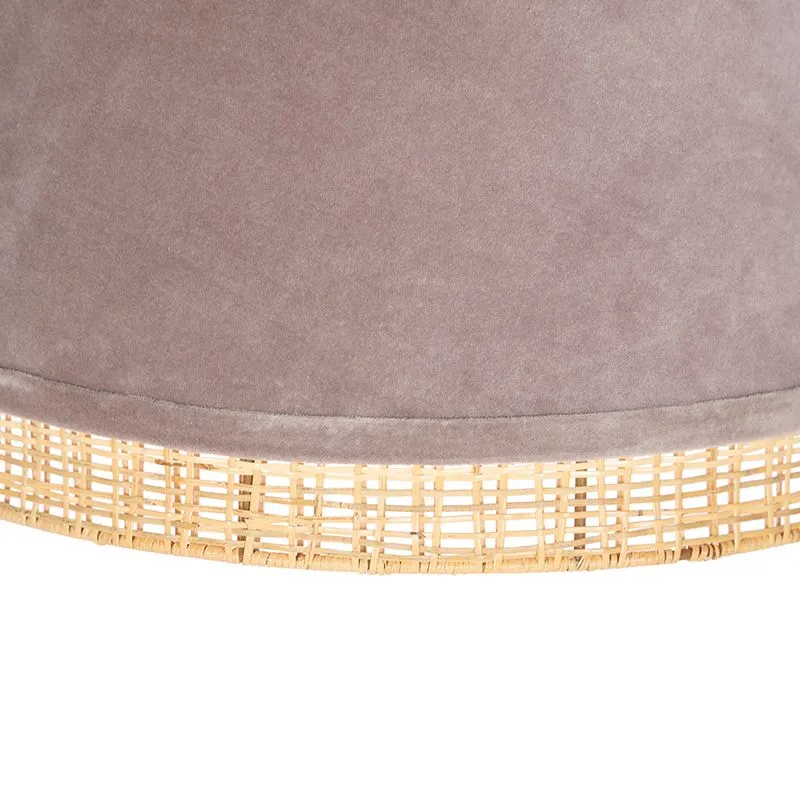 Lampada a sospensione Country in velluto beige con canna 45 cm - Frills Can