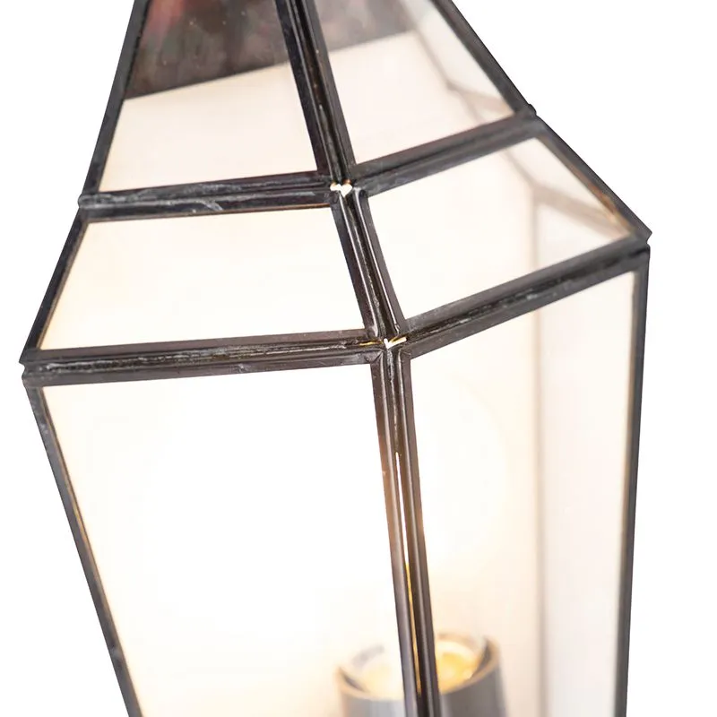 Lampada da parete Art Deco nera con vetro trasparente - Scone