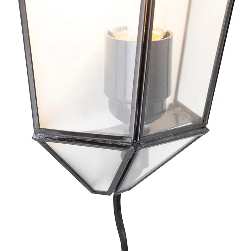 Lampada da parete Art Deco nera con vetro trasparente - Scone
