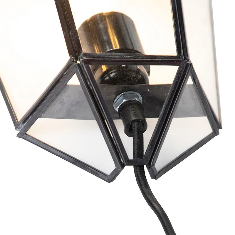 Lampada da parete Art Deco nera con vetro trasparente - Scone