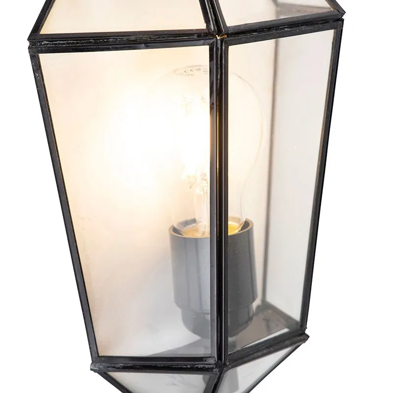 Lampada da parete Art Deco nera con vetro trasparente - Scone