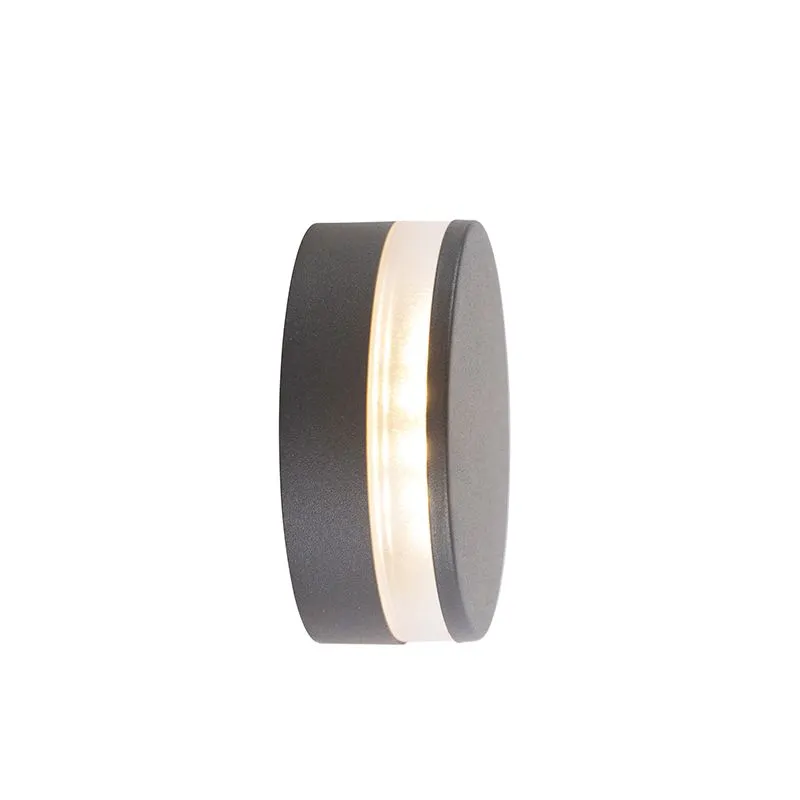 Lampada da parete moderna antracite con LED IP44 - Theo Round