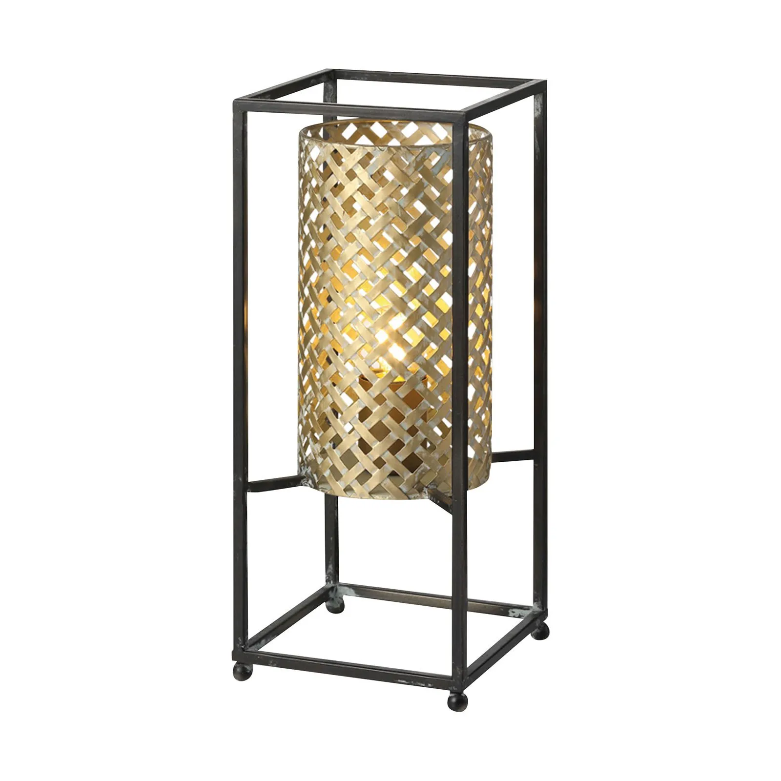 Lampada da tavolo Petrolio, nero/oro, alta 37 cm