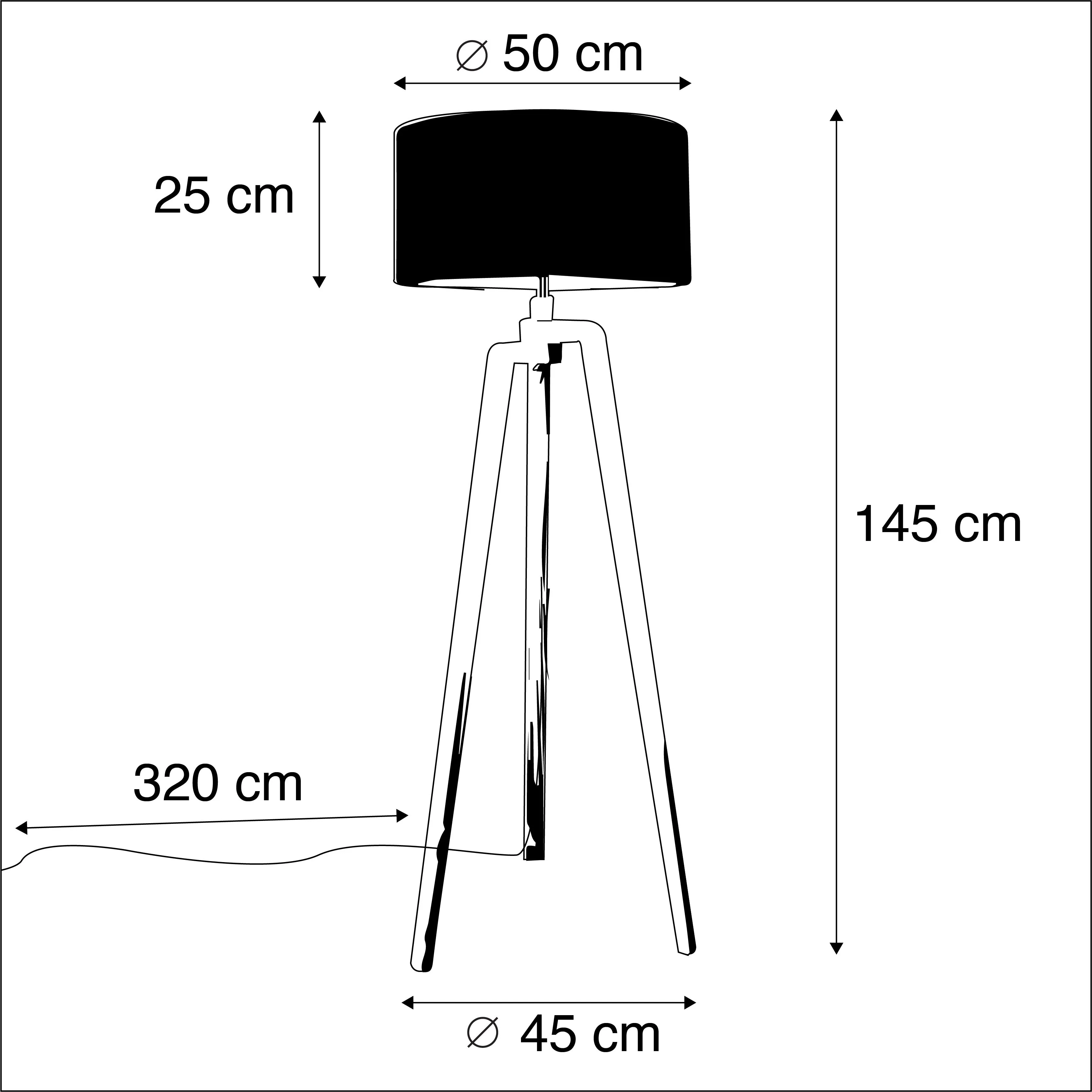 Lampada da terra tripode nero con paralume verde e oro 50 cm - Puros