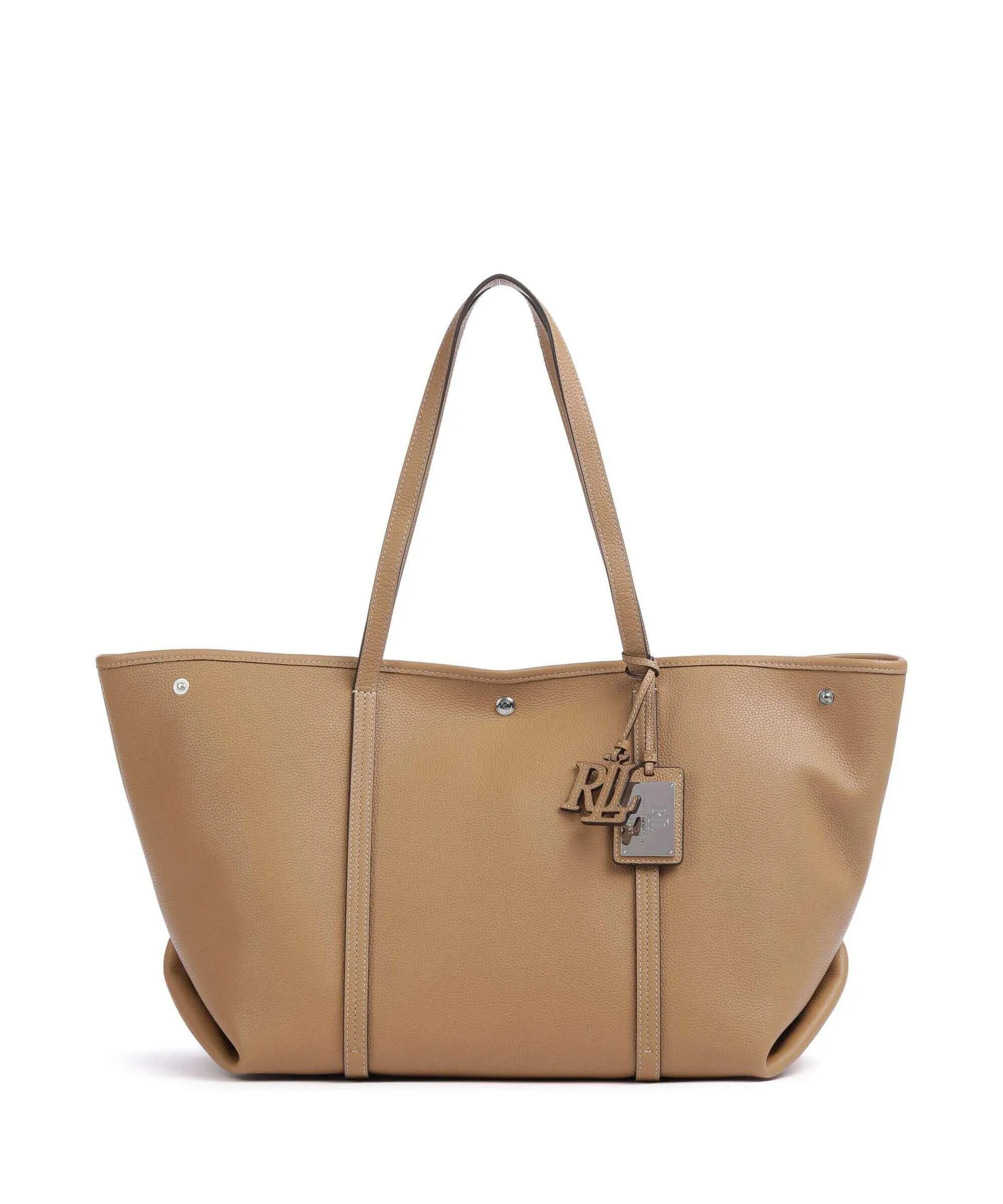  Lauren Ralph Lauren Emerie Large Borsa shopper pelle di vacchetta grana marrone chiaro  
