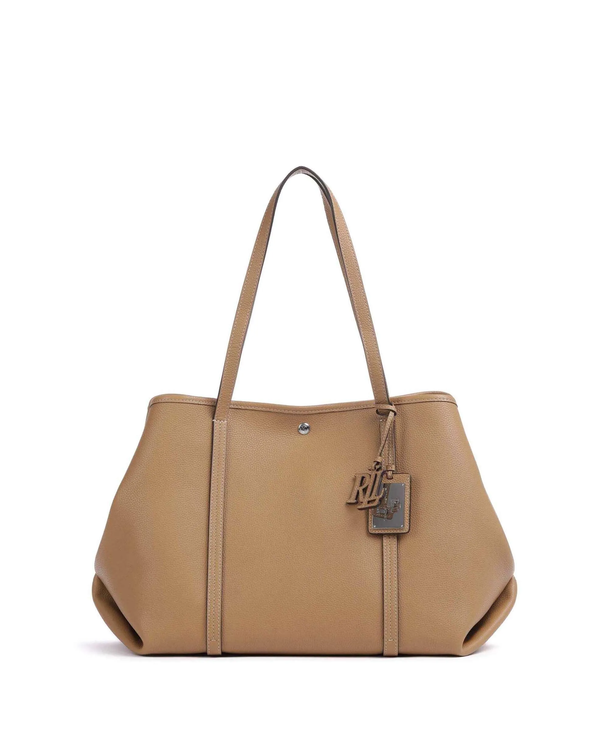  Lauren Ralph Lauren Emerie Large Borsa shopper pelle di vacchetta grana marrone chiaro  