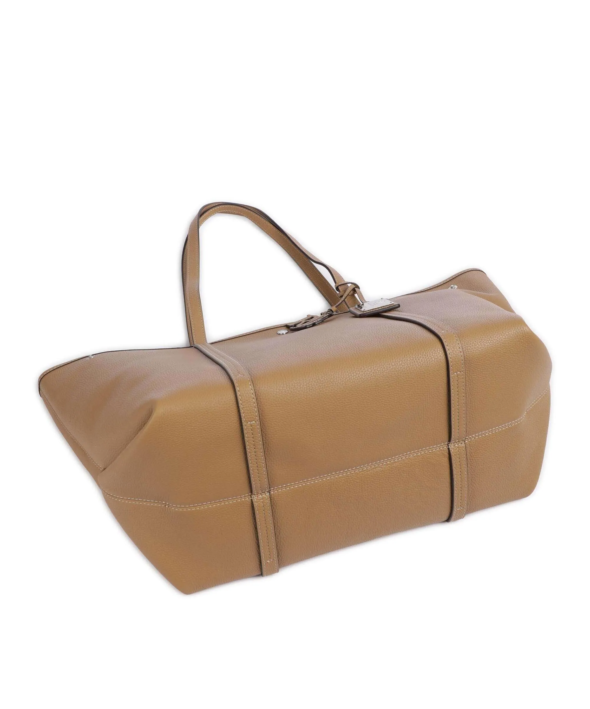  Lauren Ralph Lauren Emerie Large Borsa shopper pelle di vacchetta grana marrone chiaro  