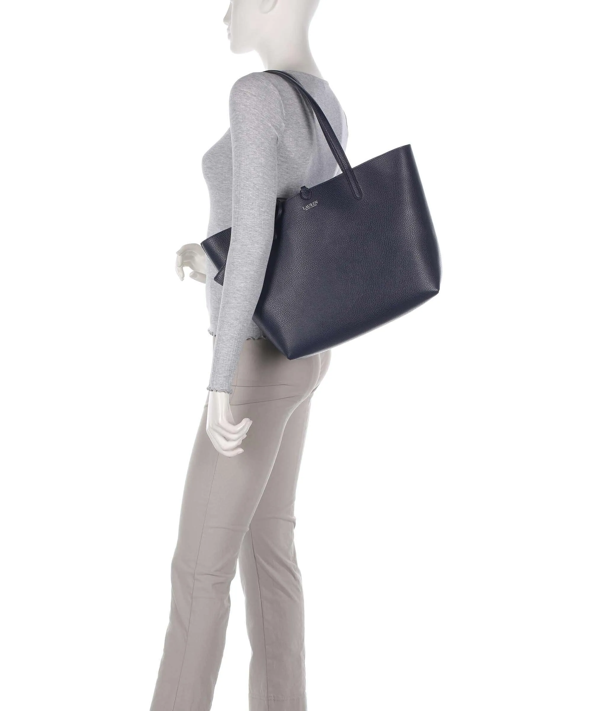  Lauren Ralph Lauren Medium Borsa shopper pelle sintetica navy  