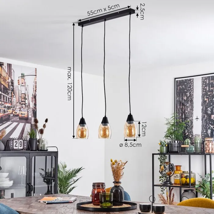 Lissade Lampadario a sospensione Nero, 3-Luci
