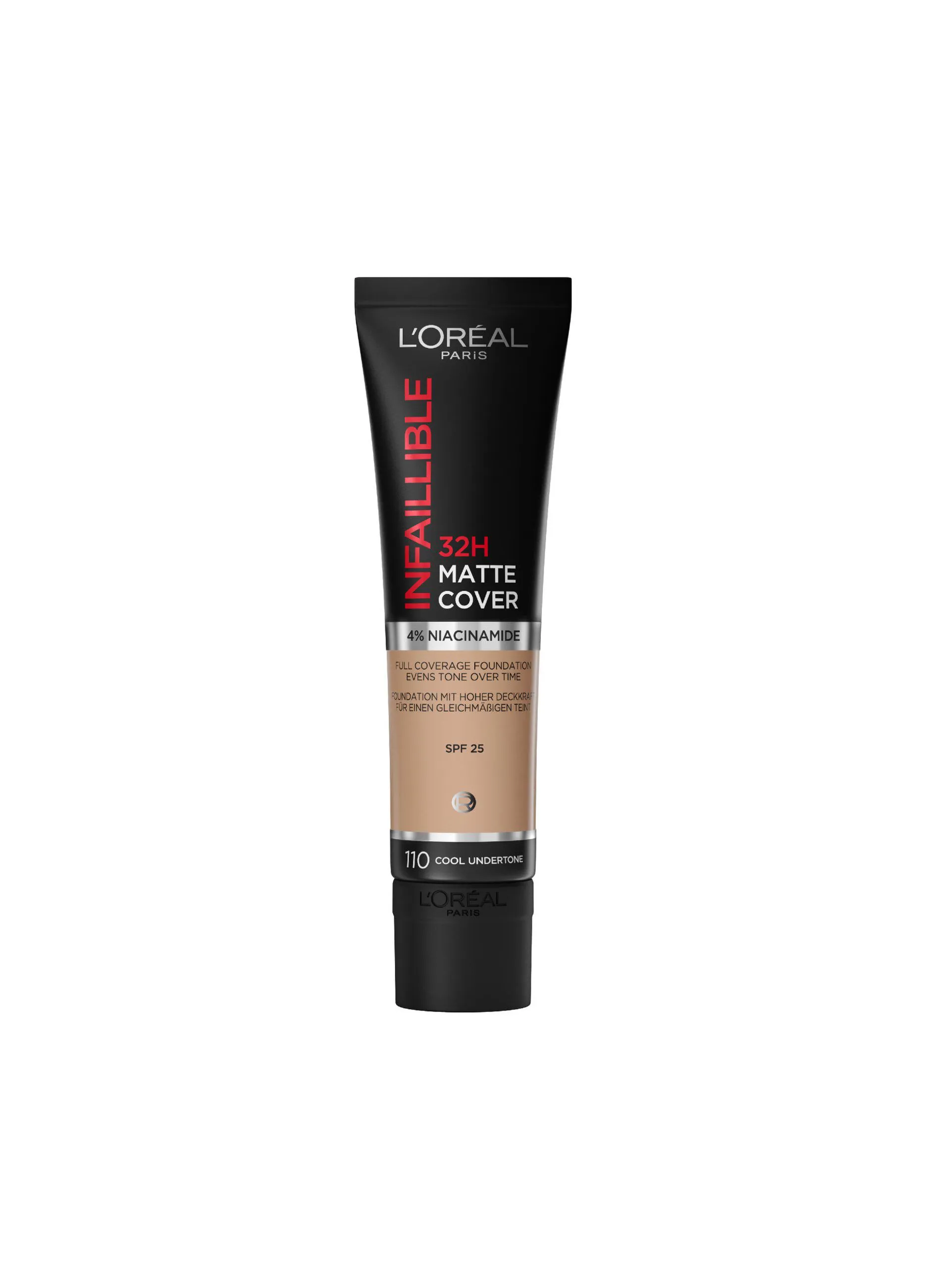 L'Oréal Paris Fondotinta Infaillible 32H Matte Cover, Make-Up dal Finish Matte Copertura Totale sulla Pelle, 110 Vanille 