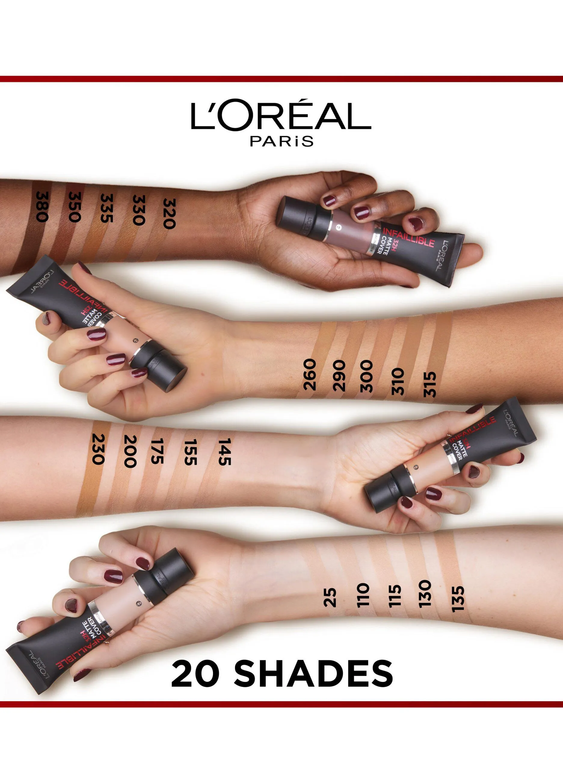 L'Oréal Paris Fondotinta Infaillible 32H Matte Cover, Make-Up dal Finish Matte Copertura Totale sulla Pelle, 110 Vanille 
