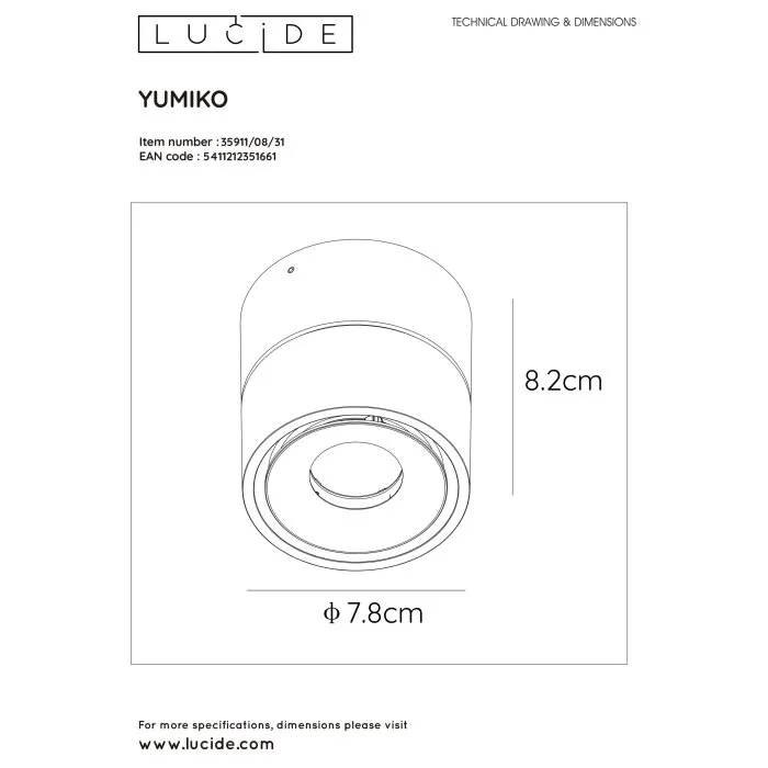 Lucide YUMIKO Plafoniera LED Bianco, 1-Luce