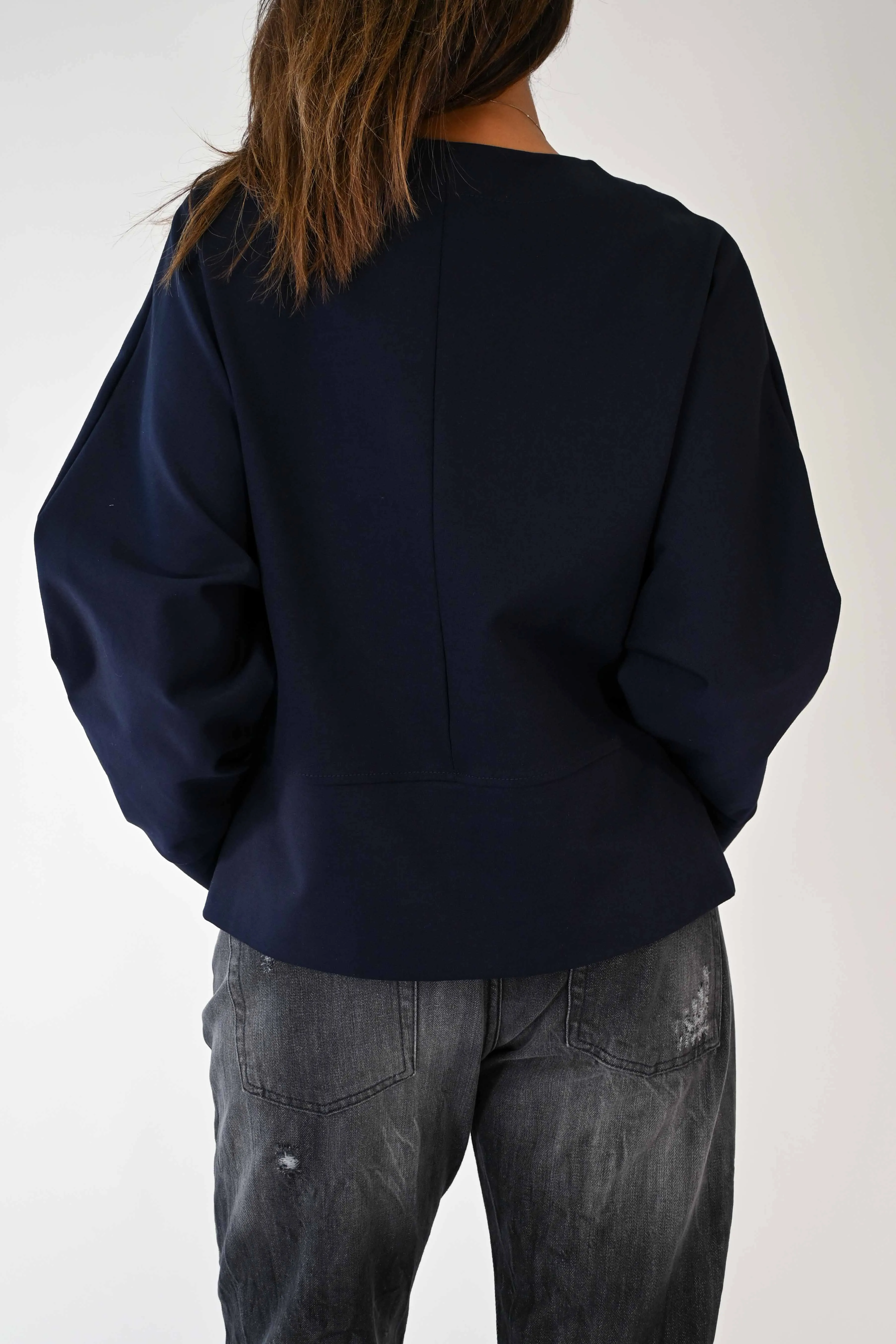 MAGLIA A SCATOLA MANICA PIPISTRELLO PUNTO MILANO BLU