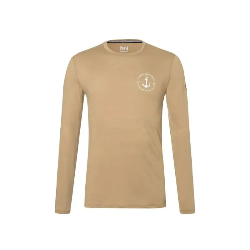 Maglietta SUPER.NATURAL Uomo M Sn Pier LS (Oak/Grigio Piuma/Bianco Fresco)