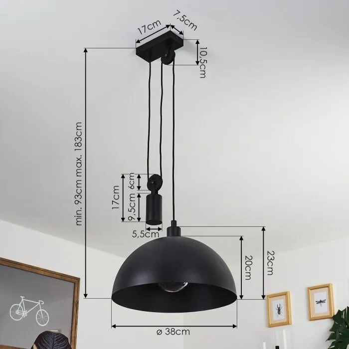 Manacales Lampadario a sospensione Nero, 1-Luce