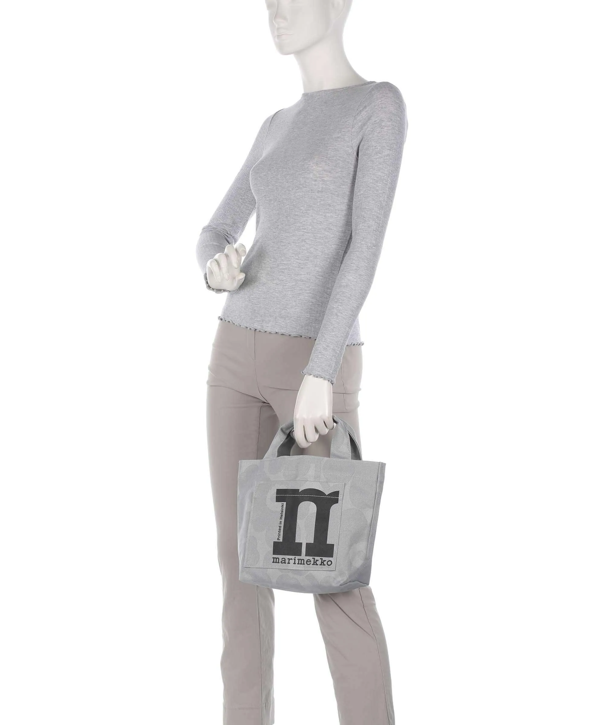  Marimekko Unikko Mono Mini Borsa a mano cotone grigio  