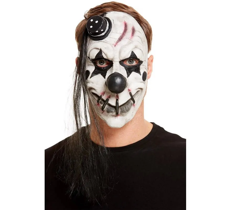 Maschera da Pagliaccio sinistri con mini cappello adulto