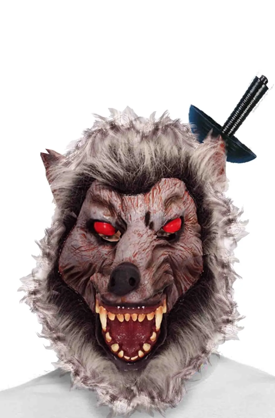 Maschera Halloween licantropo con spada nella testa