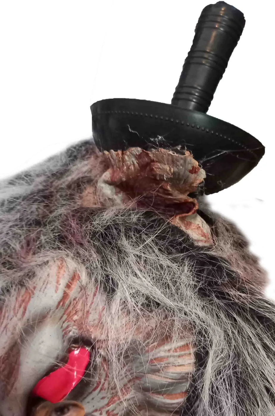 Maschera Halloween licantropo con spada nella testa