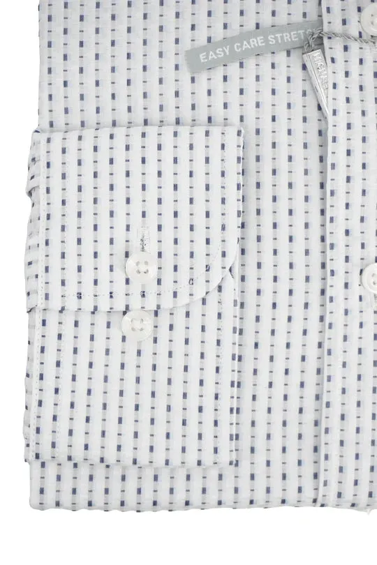 Michael Kors camicia manica lunga in fantasia slim fit bianco blu