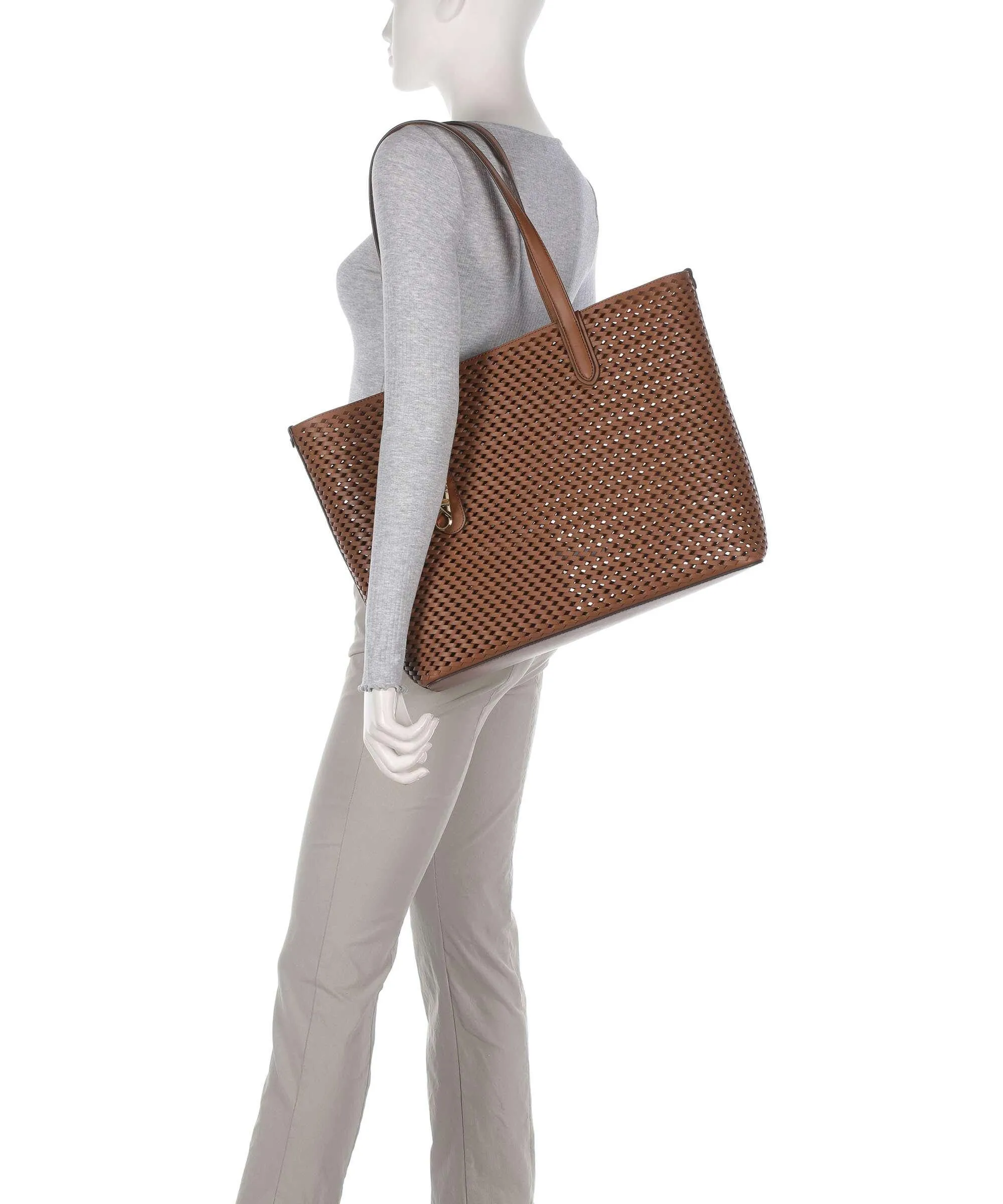  Michael Kors Eliza Borsa shopper pelle di vacchetta finemente grana marrone  