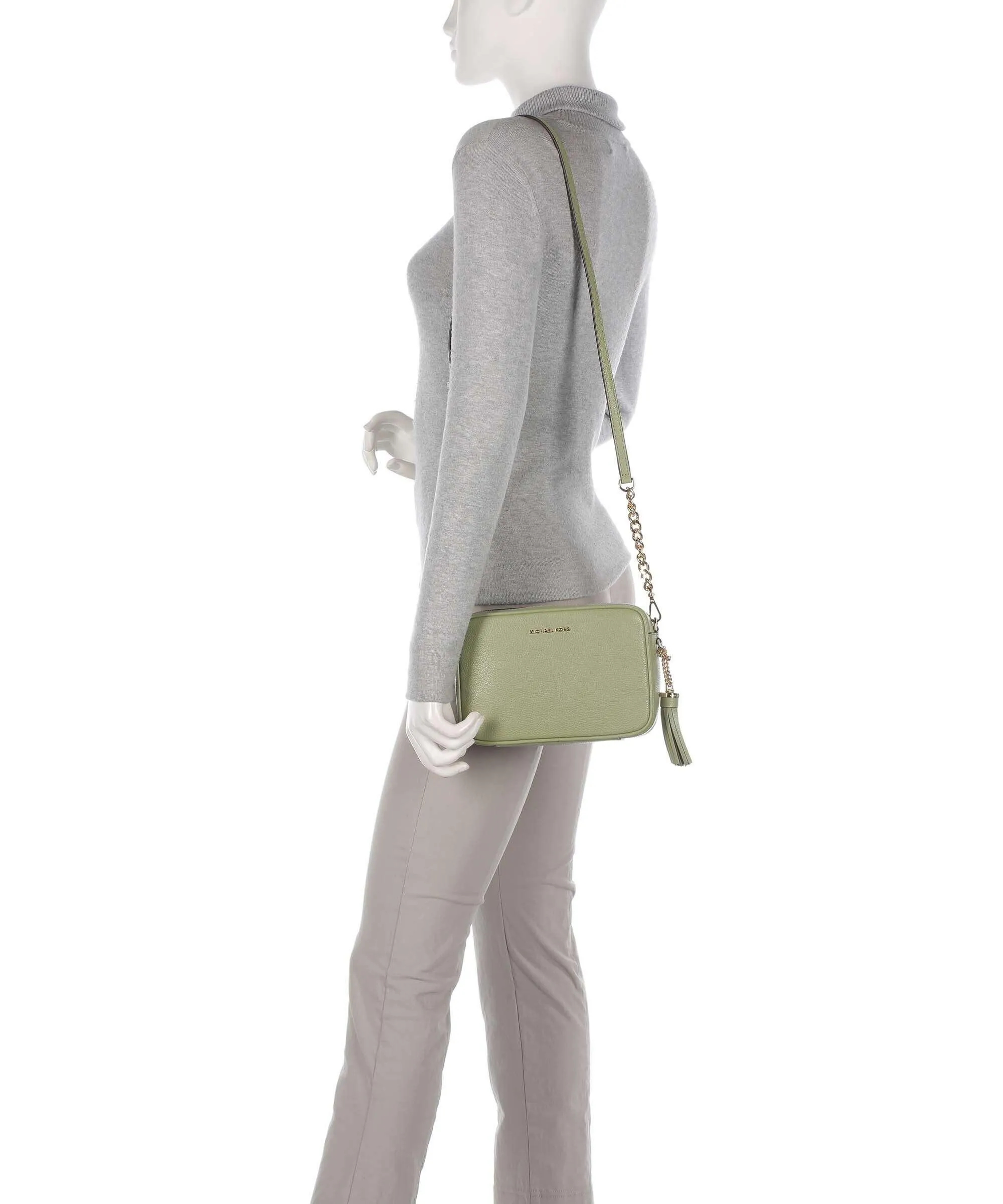  Michael Kors Jet Set Borsa a tracolla pelle di vacchetta grana verde chiaro  