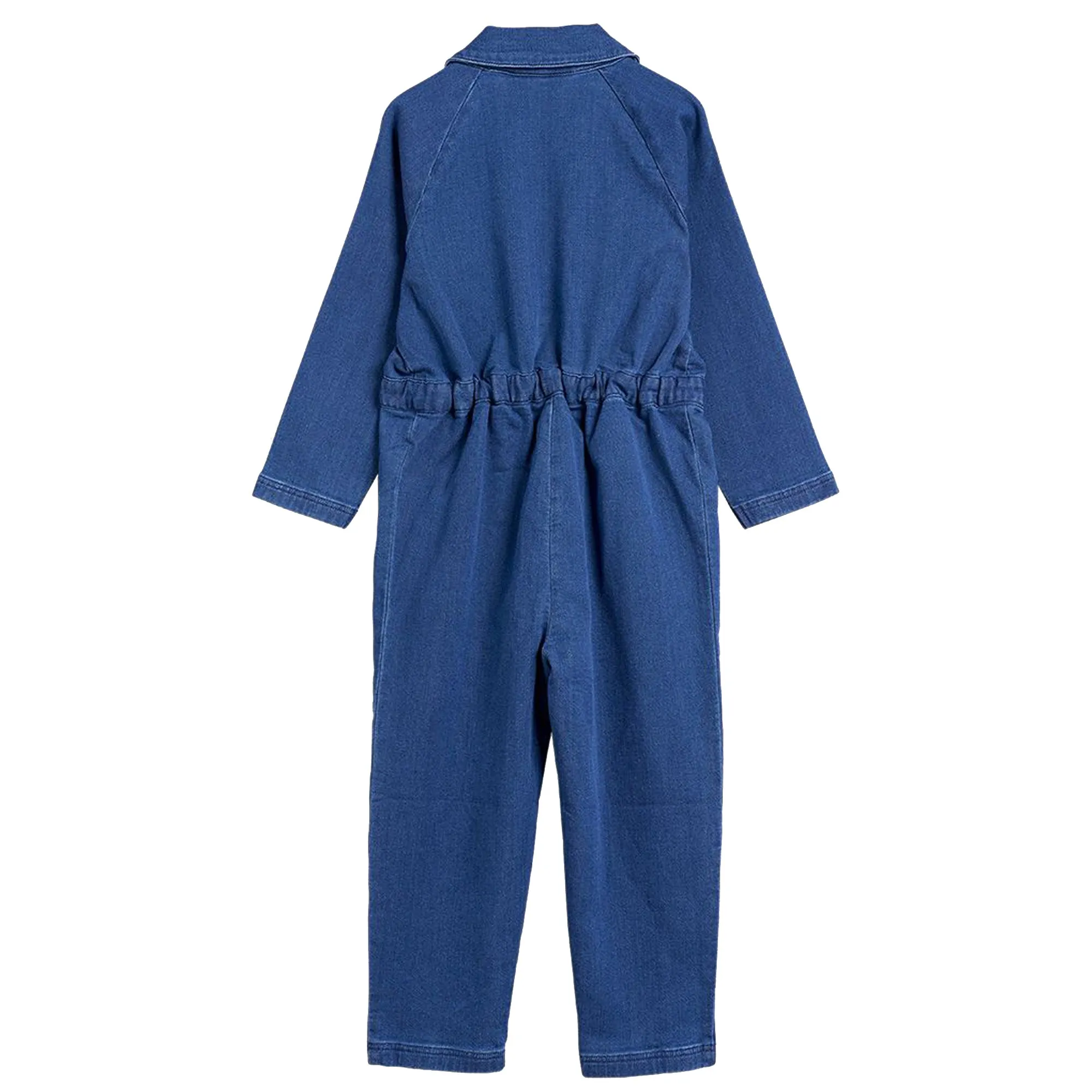 Mini Rodini tuta intera baby girl in denim di cotone organico
