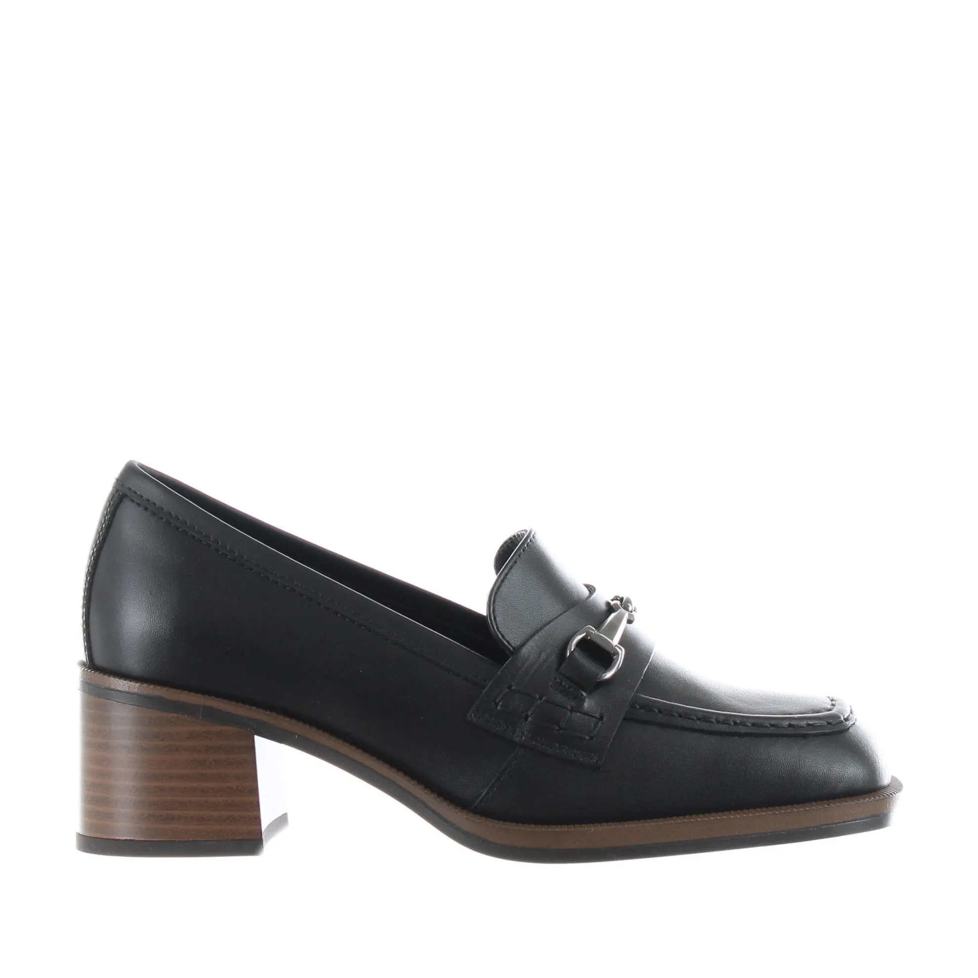 Mocassino con tacco in pelle