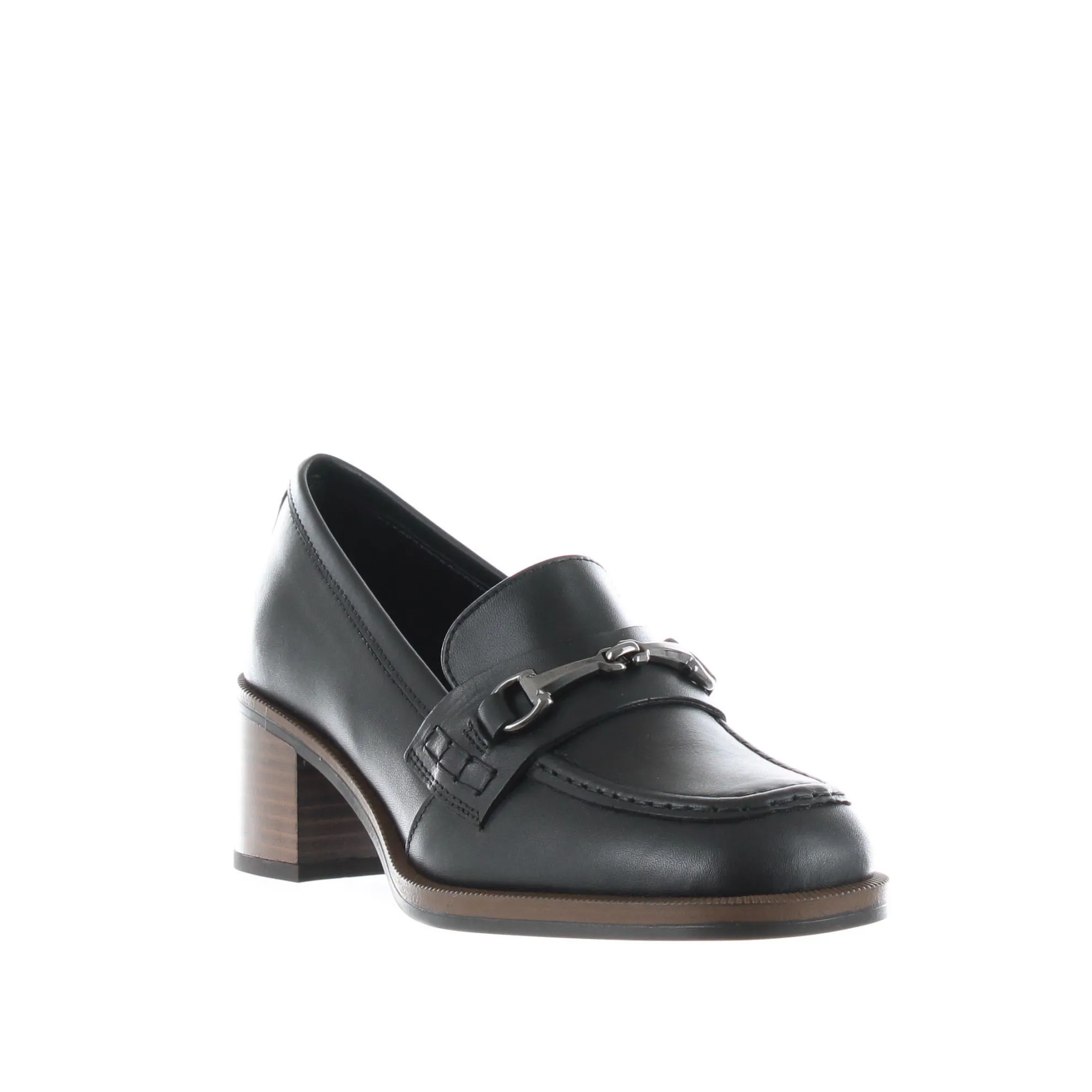 Mocassino con tacco in pelle